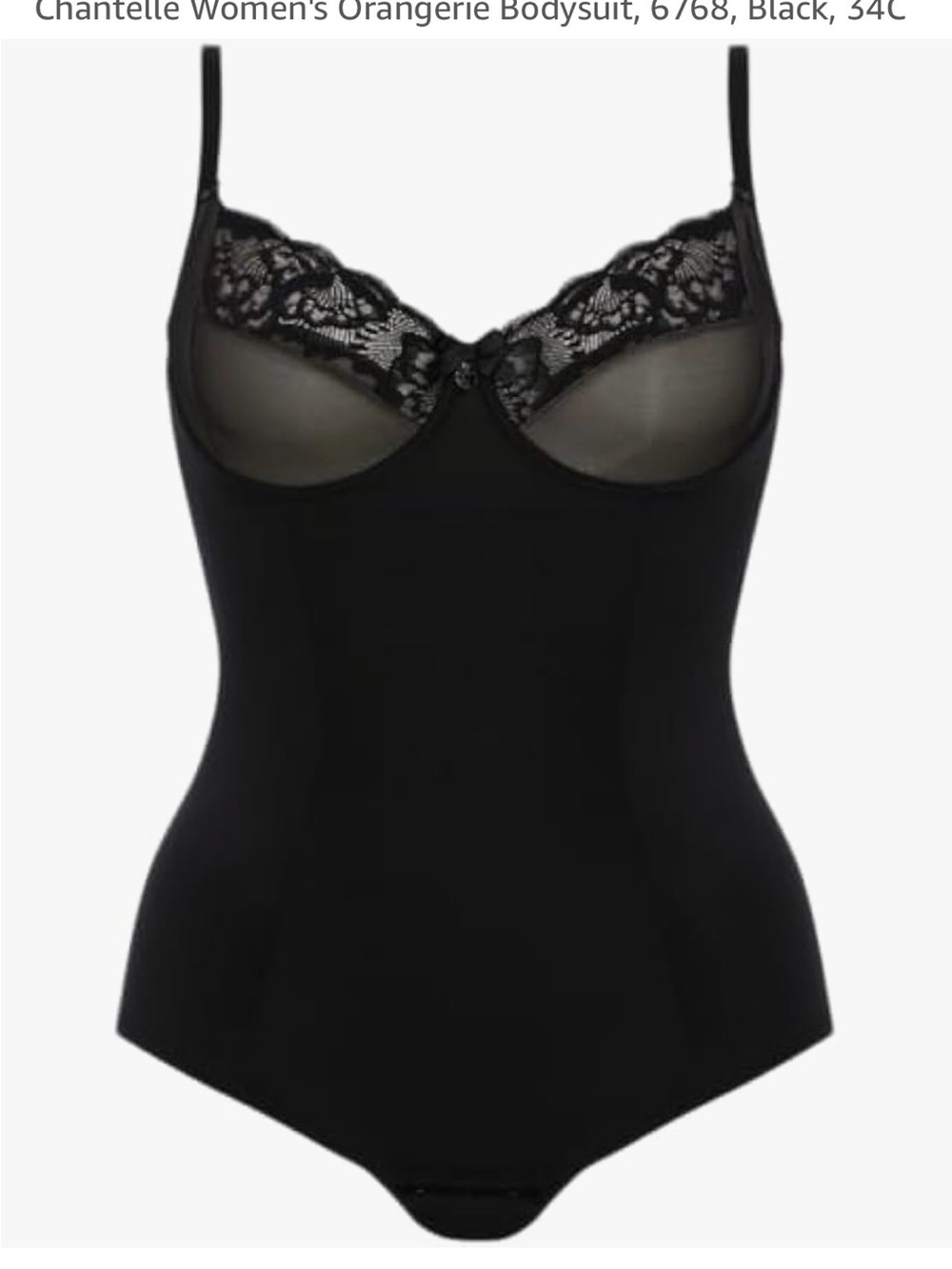 NWT Chantelle Black Lace-Trim Shapewear Bodysuit